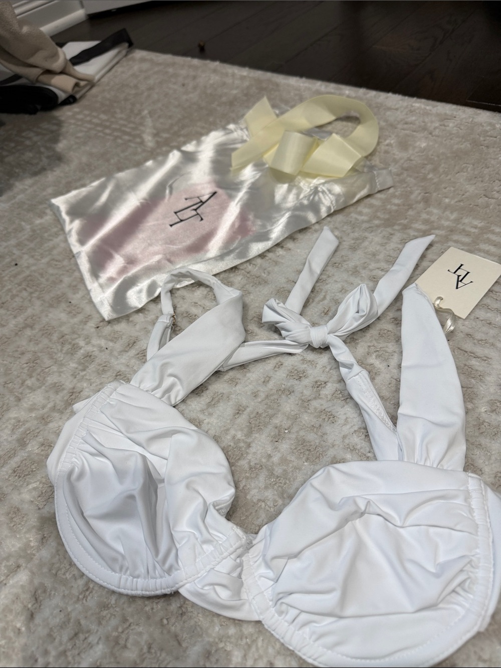 A+T White Halter Underwire Bikini Top